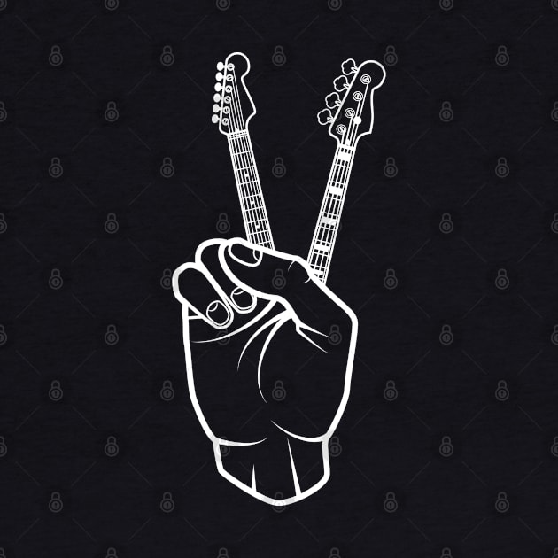 Guitar and Bass Outline Hand Peace Sign Dark Theme by nightsworthy